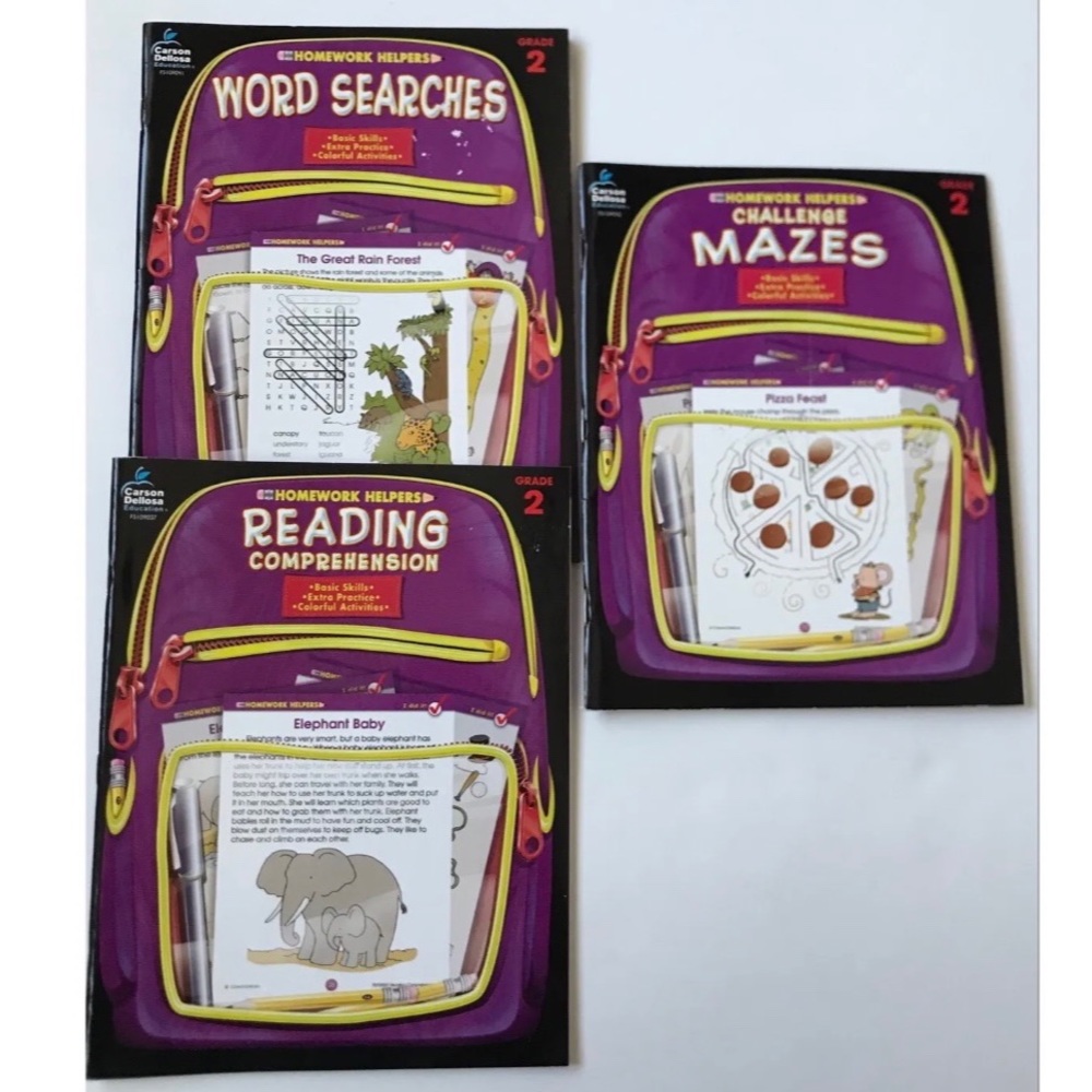 Homework Helpers Reading Comprehension Challenge Mazes & Word Search Grade 2